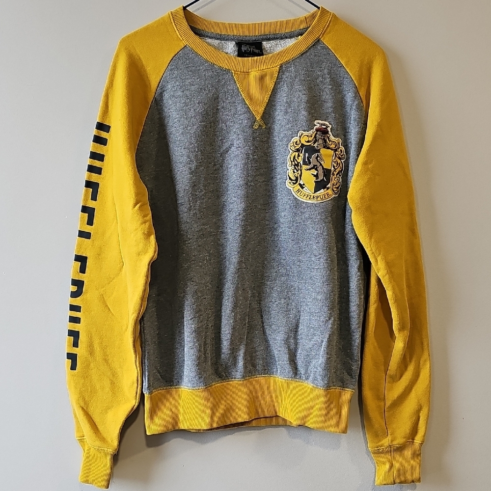 Harry Potter Yellow and Gray Small Hufflepuff Crest Sweater